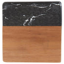 Black Marble and Wood Coaster Set — Black (BK) — blank front view