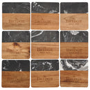 Black Marble and Wood Coaster Set — Black (BK) — decorated front view