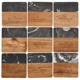 Black Marble and Wood Coaster Set — Black (BK) — decorated front view — 4