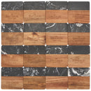 Black Marble and Wood Coaster Set — Black (BK) — decorated front view