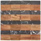 Black Marble and Wood Coaster Set — Black (BK) — decorated front view — 3