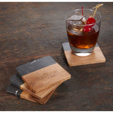 Black Marble and Wood Coaster Set — Black (BK) — decorated product view — 7