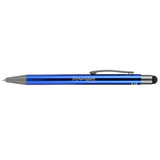 Recycled Aluminum Gel Ballpoint Stylus — Blue (BL) — decorated back view — 13
