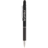 Nadine Soft Touch Recycled Gel Pen with Stylus — Black (BK) — decorated front view — 14