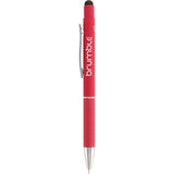 Nadine Soft Touch Recycled Gel Pen with Stylus — Red (RD) — decorated front view — 8