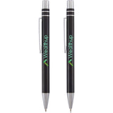 Mod Recycled Pen and Pencil Gift Set — Black (BK) — decorated front view — 2