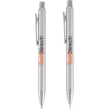 June Recycled Pen and Pencil Gift Set — Silver (SL) — decorated front view — 2