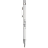 Beau Recycled Aluminum Gel Pen — White (WH) — decorated front view — 2