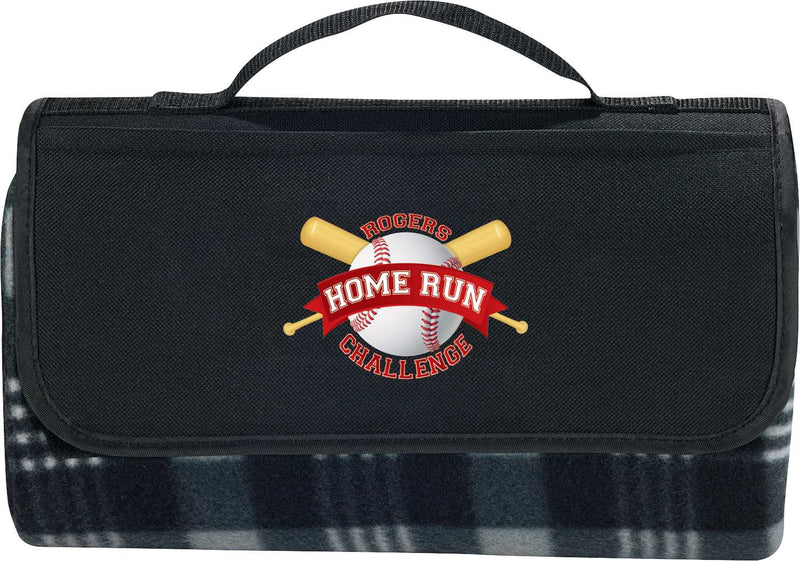 Padded Water-Resistant Fleece Picnic Blanket 1070-15 — Black (BK) — view 1