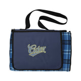 Extra Large Plaid Picnic Blanket — Blue (BL) — decorated front view — 2