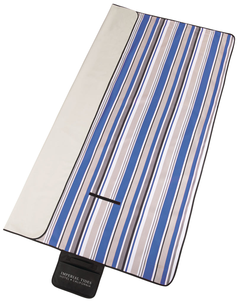 Oversized Striped Picnic and Beach Blanket 1081-45 — Royal (RYL) — view 1