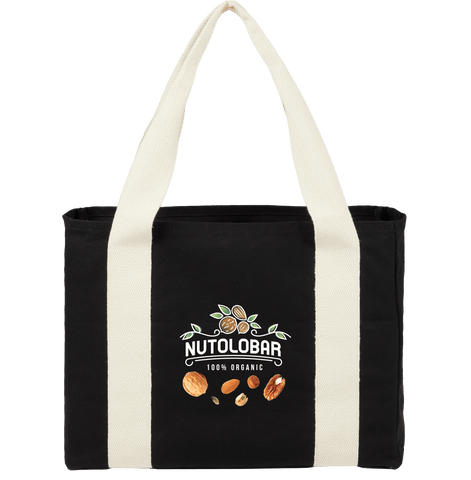 12oz Cotton Shopper Tote with Contrast Handles custom branded promotional totes