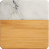 Marble and Bamboo Coaster Set — NATURAL — blank front view — 11