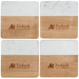 Marble and Bamboo Coaster Set — NATURAL — decorated front view — 6