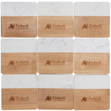 Marble and Bamboo Coaster Set — NATURAL — decorated front view — 5