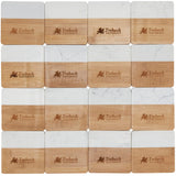 Marble and Bamboo Coaster Set — NATURAL — decorated front view — 4
