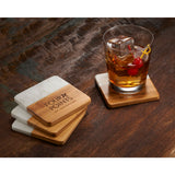 Marble and Bamboo Coaster Set — NATURAL — decorated product view — 10
