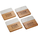 Marble and Bamboo Coaster Set — NATURAL — decorated product view — 9
