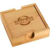 FSC Bamboo Coaster Set — Natural (NT) — decorated front view — 2