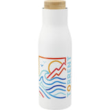 Shaco Copper Vac Bottle w/ FSC® 100% Bamboo Cap 17oz — White (WH) — decorated front view — 3
