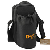 Traver RPET Adjustable Bottle Sling Cooler w/Pouch — Charcoal (CA) — decorated right angle — 4