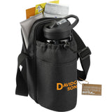 Traver RPET Adjustable Bottle Sling Cooler w/Pouch — Charcoal (CA) — decorated right angle — 3