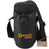Traver RPET Adjustable Bottle Sling Cooler w/Pouch — Charcoal (CA) — decorated front view — 2