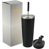 Maia 2-in-1 Copper Vacuum Tumbler Kit 24oz — Black (BK) — blank front view — 16