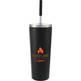 Maia 2-in-1 Copper Vacuum Tumbler Kit 24oz — Black (BK) — decorated front view — 12