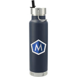 Thor Copper Vacuum Insulated Bottle 25oz Straw Lid — Navy (NY) — decorated front view — 3