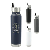 Thor Copper Vacuum Insulated Bottle 25oz Straw Lid — Navy (NY) — decorated front view — 2