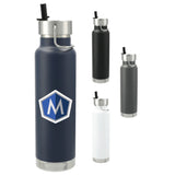 Thor Copper Vacuum Insulated Bottle 25oz Straw Lid — Navy (NY) — decorated front view — 9