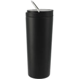 Thor Copper Insulated Tumbler 24oz Flip Straw Lid — Black (BK) — blank back view — 14