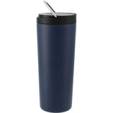 Thor Copper Insulated Tumbler 24oz Flip Straw Lid — Navy (NY) — blank back view — 6