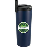 Thor Copper Insulated Tumbler 24oz Flip Straw Lid — Navy (NY) — decorated front view — 2