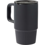 Camden 13 oz Ceramic Mug with Lid — Black (BK) — blank left angle — 36