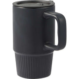 Camden 13 oz Ceramic Mug with Lid — Black (BK) — blank left angle — 37
