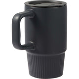 Camden 13 oz Ceramic Mug with Lid — Black (BK) — blank right angle — 34