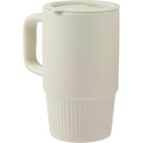 Camden 13 oz Ceramic Mug with Lid — Tan (TN) — blank left angle — 18
