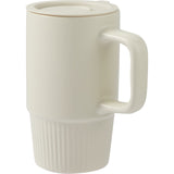 Camden 13 oz Ceramic Mug with Lid — Tan (TN) — blank left angle — 19