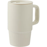 Camden 13 oz Ceramic Mug with Lid — Tan (TN) — blank right angle — 17