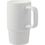 Camden 13 oz Ceramic Mug with Lid — White (WH) — blank left angle — 10