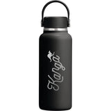 Hydro Flask® 13.5 oz Micro Hydro Mini Bottle with Removable FlexClip™ — Black (BK) — decorated front view — 10