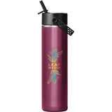 Hydro Flask® 24 oz Lightweight Flex Straw Bottle — Garnet Red — decorated front view — 2