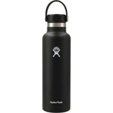 Hydro Flask® Standard Mouth With Flex Cap 21oz — Black (BK) — blank back view — 16