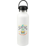 Hydro Flask® Standard Mouth With Flex Cap 21oz — White (WH) — decorated front view — 6