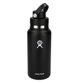 Hydro Flask® Wide Mouth 32oz Bottle with Flex Chug Cap — Black (BK) — blank back view — 18