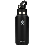 Hydro Flask® Wide Mouth 32oz Bottle with Flex Chug Cap — Black (BK) — blank back view — 19