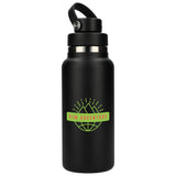 Hydro Flask® Wide Mouth 32oz Bottle with Flex Chug Cap — Black (BK) — decorated front view — 11