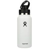 Hydro Flask® Wide Mouth 32oz Bottle with Flex Chug Cap — White (WH) — blank back view — 9